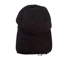 Eternal Love Black Distressed Embroidered Baseball Cap Adjustable Strapback